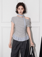 Off - Shoulder Faux Layered Ruffle Hem Tee - COPPING THREADS - CT Select